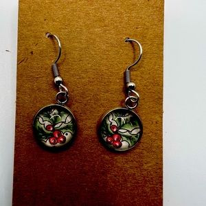 Christmas holly earrings.